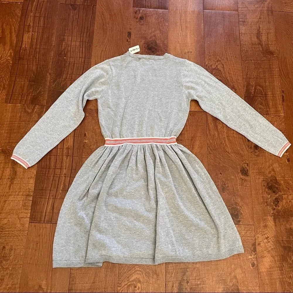 kidpik girl sparkly gray dress orange white stripes Sz extra large XL 14 nwt new